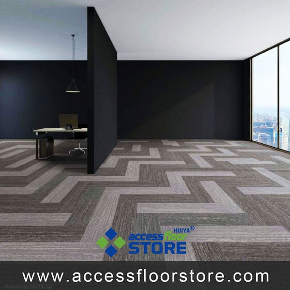 Stocks Fireproof Black and Grey Nylon Plain Carpet Tiles 25x100cm for Office Use New Design Guangzhou Carpet Tiles