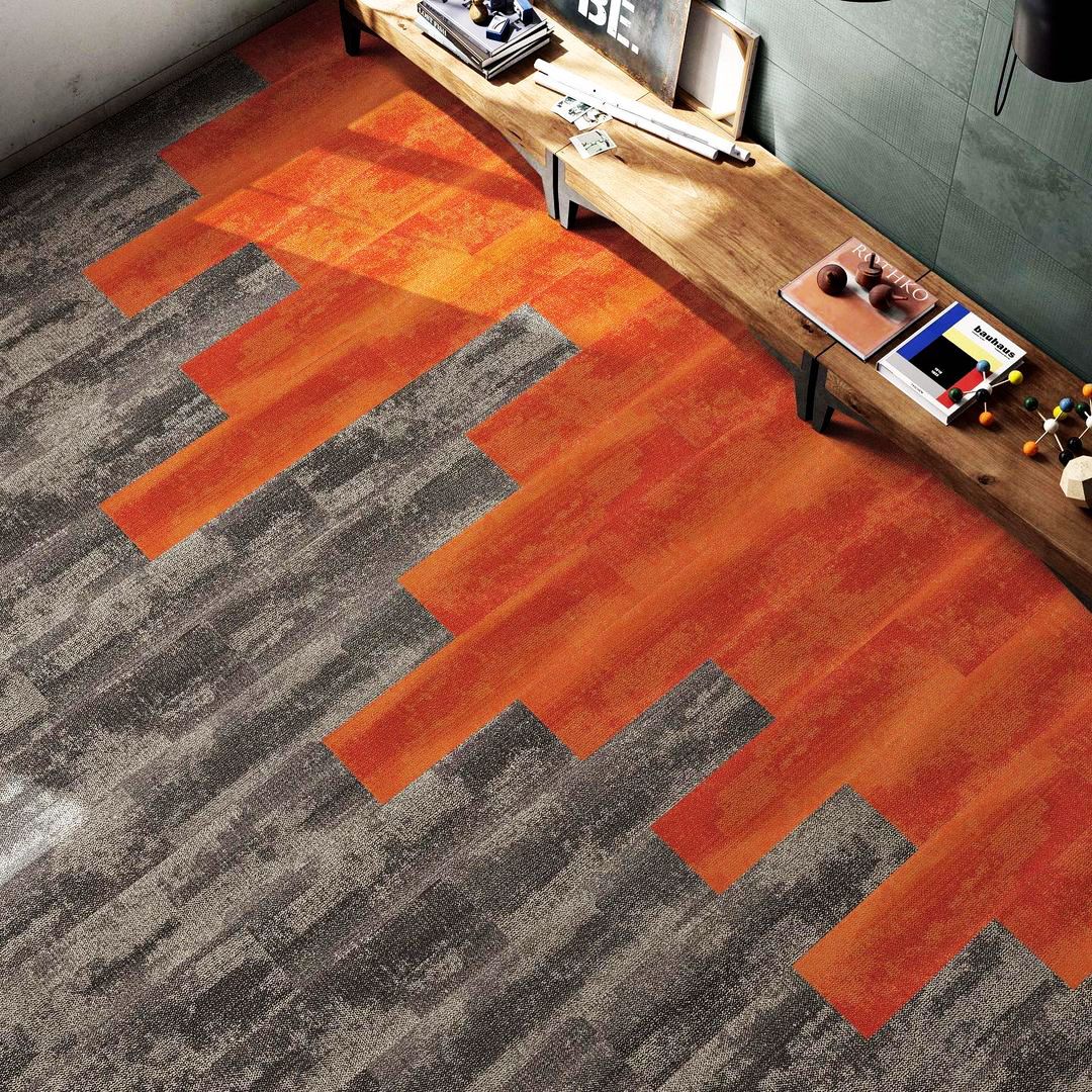 Ready to Ship 25x100cm 100% Nylon PVC Backing Modern Commercial Plank Style Office Carpet Tiles
