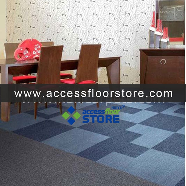 Printed Floor Carpet Tile 50x50 Blue Colour With Bitumen Backing