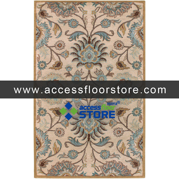 Decorative Lvory Floral 100%NZ Wool Hand Tufted Carpets Wholesale Living Room Modern Custom Blue Large Area Rug