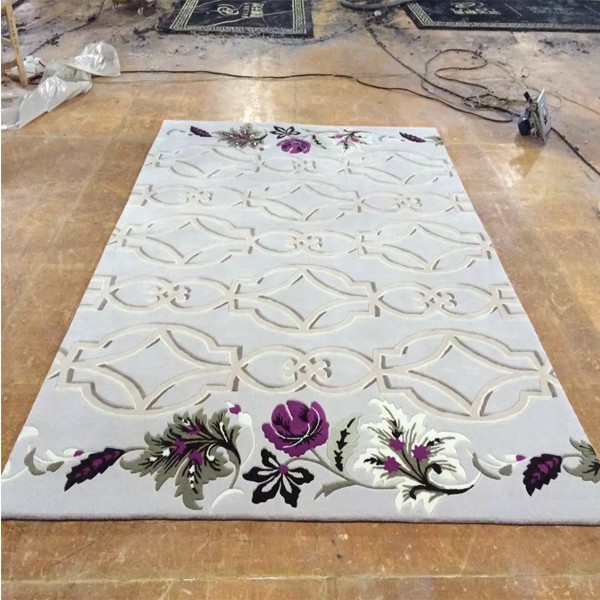 Chinese Flower Wool Area Rug White Rug Flower Shaped Rug Carpets Custom Logo Mats