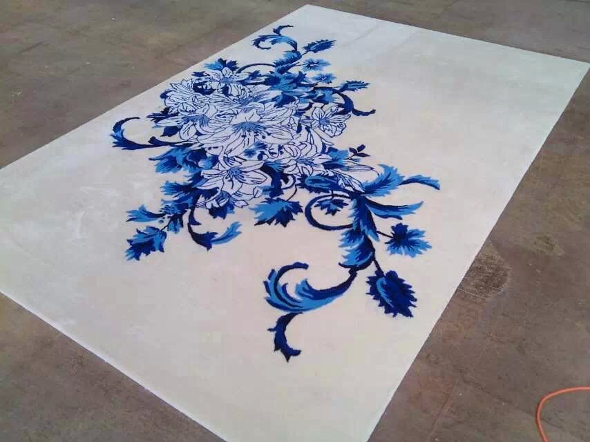 Chinese Flower Wool Area Rug White Rug Flower Shaped Rug Carpets Custom Logo Mats